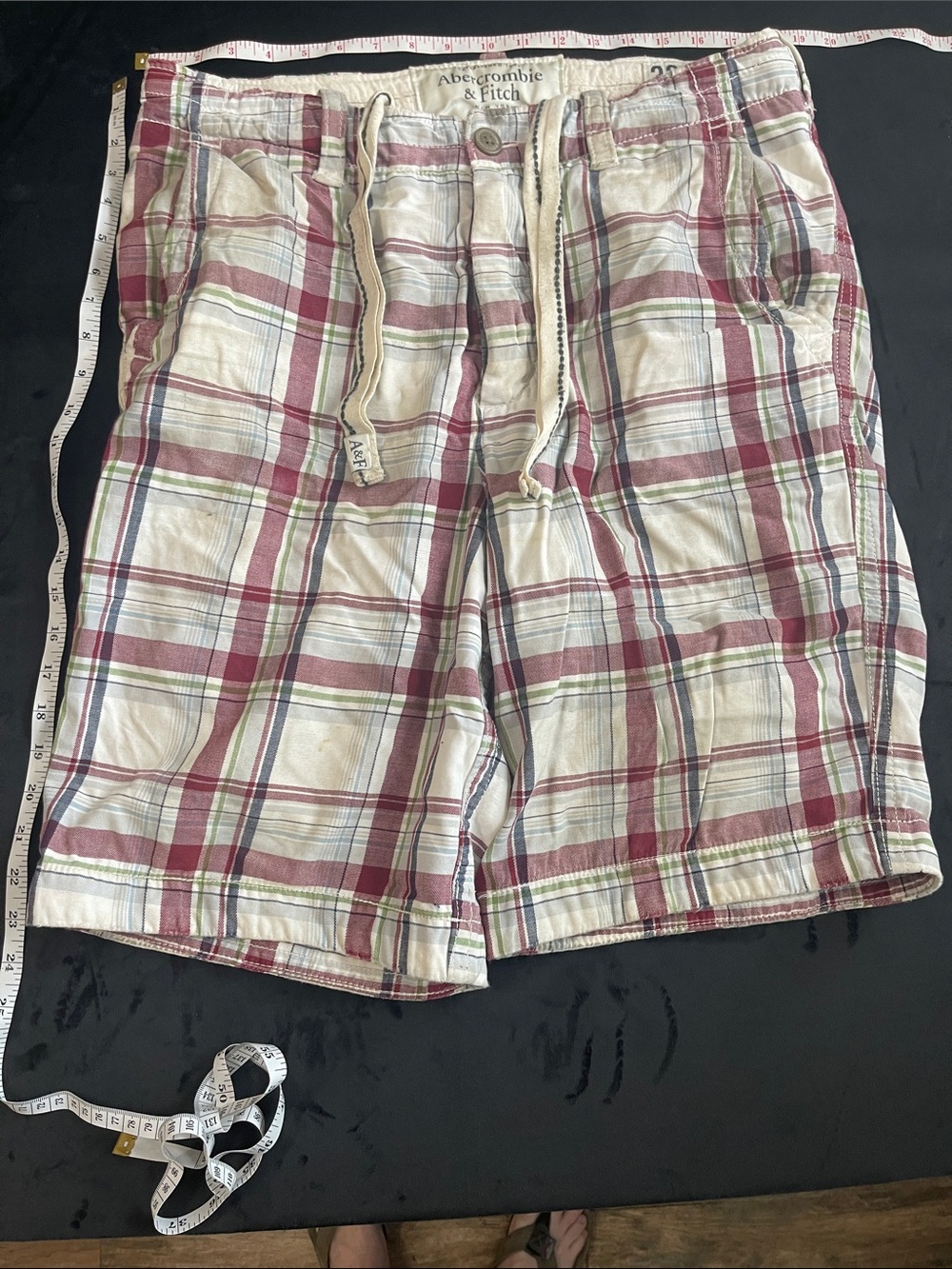 Set of 3 Abercrombie & Fitch Plaid Cotton Drawstring Shorts - Red, Blue & Green